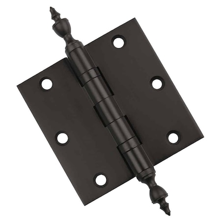 3-1/2 X 3-1/2 Solid Brass Hinge, Oil Rubbed Bronze Finish With Urn Tips